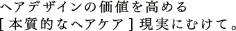 ヘアデザインの価値を高める [本質的なヘアケア]現実にむけて。